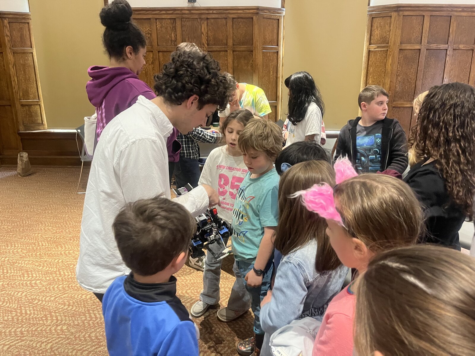 showing some kids how our robot works